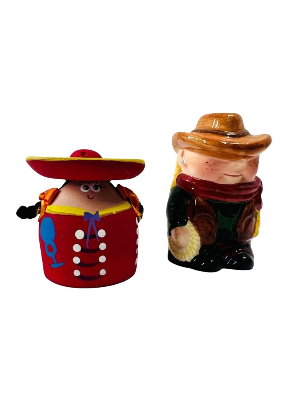 Vintage salt and pepper set, Senorita and her cowboy